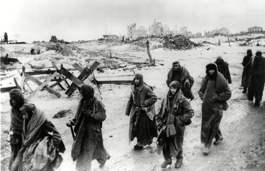 soldaten in de vrieskou tijdens de winter in de slag om stalingrad